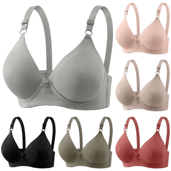YHAJDS Women Plus Size Bra,Seamless Bra,Everyday Bras,Bras for Women no Underwire,Solid Color Comfortable Adjustable No Underwire Gathered Thin Fabric Bra for Daily Use