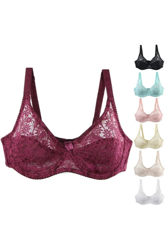 Women Plus Size Bra,Wireless Bra for Women Everyday Bras Ladies Lace Thin Cup Underwired Lift Sagging Push Up Bra for E Cup Plus Size