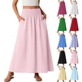 thumbnail image 1 of YHAJDS Women Skirt Solid Color Embroidered Lace Up High Waist Ruffle Hem Long Maxi Skirt, 1 of 5