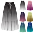 thumbnail image 1 of YHAJDS Women Skirts Midi Length Gradient Print Long Skirt With Pockets Elastic Waist Drawstring A Line, 1 of 5