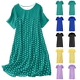 thumbnail image 1 of YHAJDS Women Sleepshirt Pajamas Dress Short Sleeve Round Neck Polka Nightgown, 1 of 5