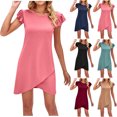 thumbnail image 1 of YHAJDS Women Sleepshirt Pajamas Dress Sleepwear Short Sleeve Floral Print Round Neck Mid Calf, 1 of 4