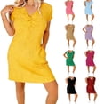 thumbnail image 1 of YHAJDS Women Summer Casual Dress V Neck Short Sleeve Stylish Casual Flowy Midi Dress, 1 of 5