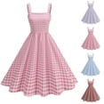 thumbnail image 1 of YHAJDS Women Tank Midi Dress Plaid Strapless Long Checkered Summer Casual Dress for Women, 1 of 5