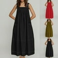 thumbnail image 1 of YHAJDS Women Tank Midi Dress Solid Color Long Strappy Loose Casual Sundress for Women, 1 of 5