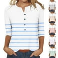thumbnail image 1 of YHAJDS Women Tops Half Sleeves Solid Color V Neck Button Loose Spring Summer T Shirt, 1 of 5