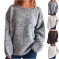 thumbnail image 1 of YHAJDS Women Winter Oversized Sweatshirt,Women Long Sleeve Tops Women Casual Long Sleeve Sweatshirt Solid Color Crew Neck Loose Knit Pullover Sweater, 1 of 5