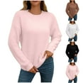 thumbnail image 1 of YHAJDS Women Winter Oversized Sweatshirt,Women's Long Sleeve Tops Women's Casual Long Sleeve Sweatshirt Casual Loose Crew Neck Solid Color Fleece Lined Pullover Sweater, 1 of 5