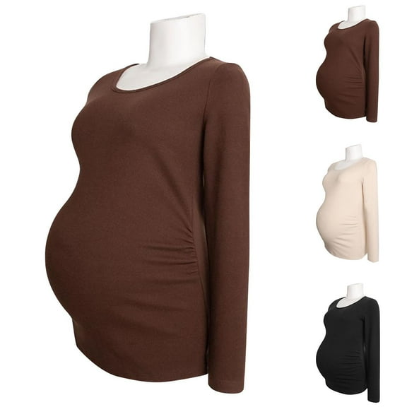 YHAJDS Women Winter Oversized Sweatshirt,Womens Long Sleeve Tops Long Sleeve Crew Neck Solid Color Maternity Nursing Shirt
