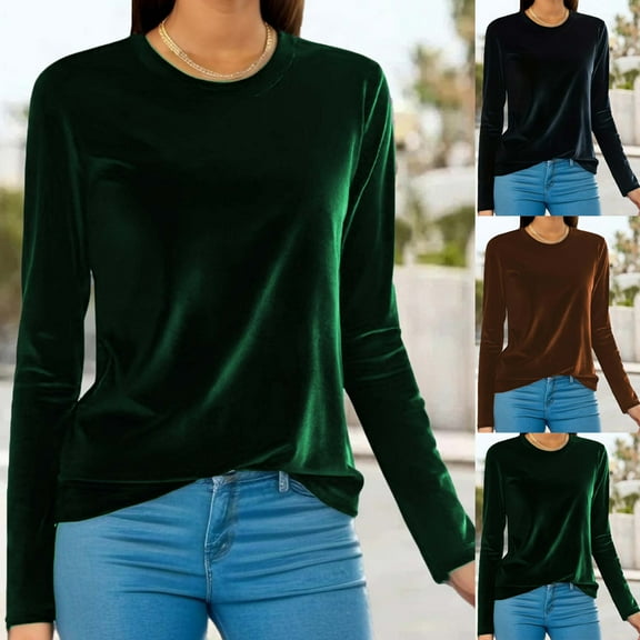 YHAJDS Women Winter Oversized Sweatshirt,Womens Pocket Shirt Women's Long Sleeve Tops Solid Color Crewneck Button Down Shirt with Front Pockets and Velvet Fabric for Fall and Winter