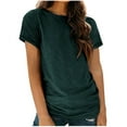 thumbnail image 1 of YHAJDS Women's Basic T-shirts Short Sleeve Crew Neck Solid Color Everyday Casual Tee, 1 of 4