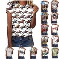 thumbnail image 1 of YHAJDS Women's Basic T-shirts Short Sleeve Horse Print Round Neck Top, 1 of 5