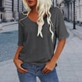 thumbnail image 1 of YHAJDS Women's Basic T-shirts Short Sleeve Round Neck Solid Color Classic Casual Tee, 1 of 5