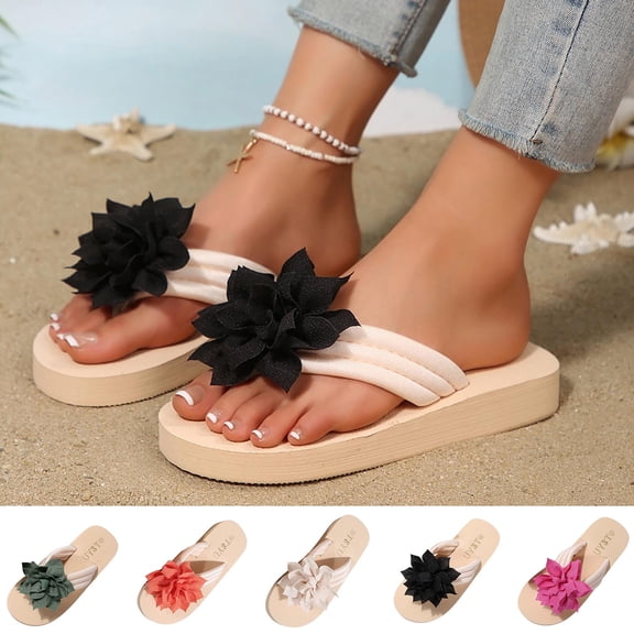 YHAJDS Women's Beach Sandals Candy Color Toe Post Flat Slides Summer Vacation Outdoor Comfort Shoes