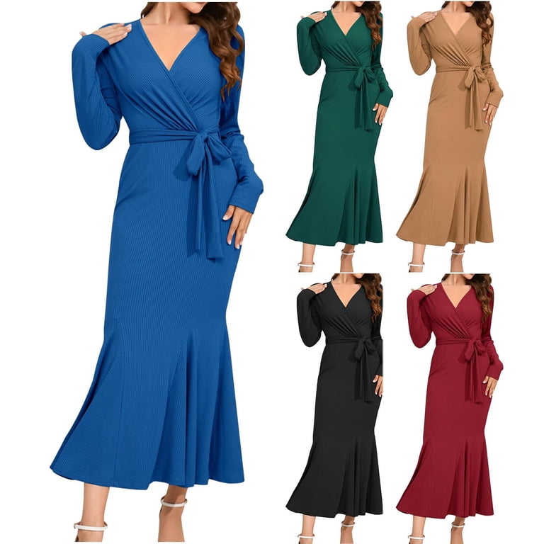 fall fitted dresses Women Long Sleeve Dress Knit Square Neck Slit Cutout Bodycon Fall Dresses