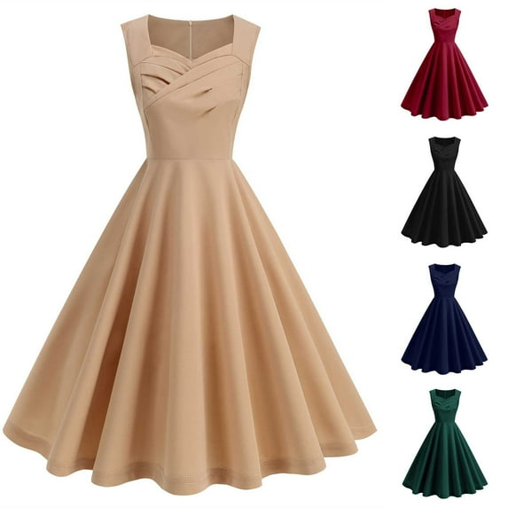 YHAJDS Women's Casual Summer Sleeveless Dress European V Neck Short Sleeve Dress