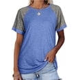 thumbnail image 1 of YHAJDS Women's Causal Tops Raglan Sleeve Round Neck Solid Color Casual Loose Tee Shirt, 1 of 5