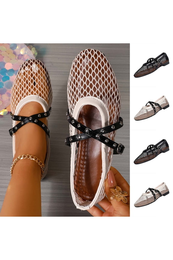 Women's Closed Toe Driving Mules Mesh Square Toe Flat Comfort Shoes Summer Office Daily Commute