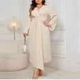 thumbnail image 1 of YHAJDS Women's Fall Winter Casual dress,Long Sleeve Dress Fall Dresses For Women Women's Dresses Knit Ribbed Button Waist Bodycon Midi Dress Long Sleeve Long Dress For Women, 1 of 5