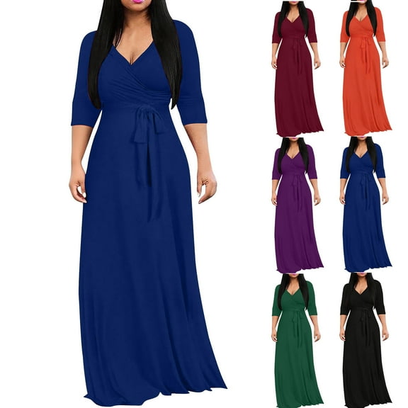 YHAJDS Women's Fall Winter Casual dress,Women's Dresses Long Sleeve Dress Solid Color Crew Neck Soft Velour Fabric Loose Dress for Fall and Winter