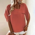 thumbnail image 1 of YHAJDS Women's Fashion Shirt Tops Asymmetric Neck Quarter Sleeve Elegant Loose Casual Spring Blouse, 1 of 5