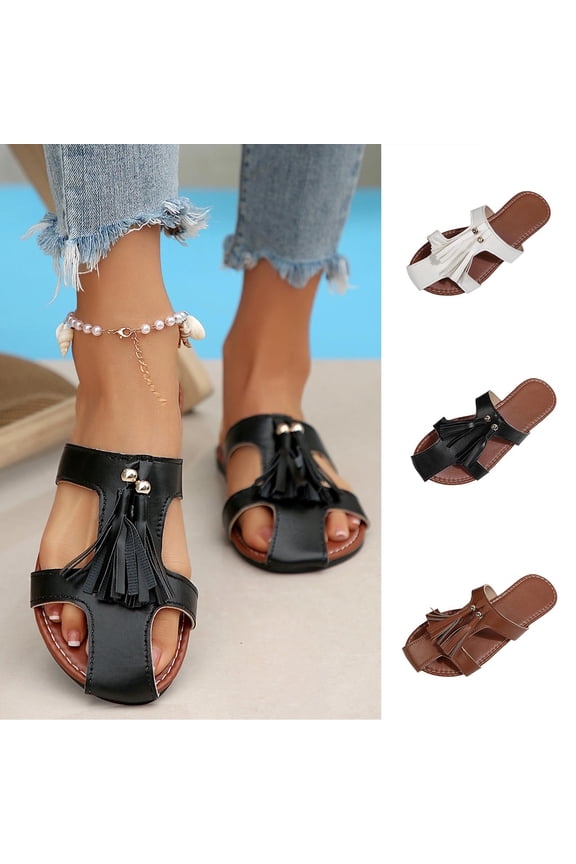 Women's Flat Sandals Fringe Closed Toe Lightweight Comfort Shoes Office Work Daily Commute Walking