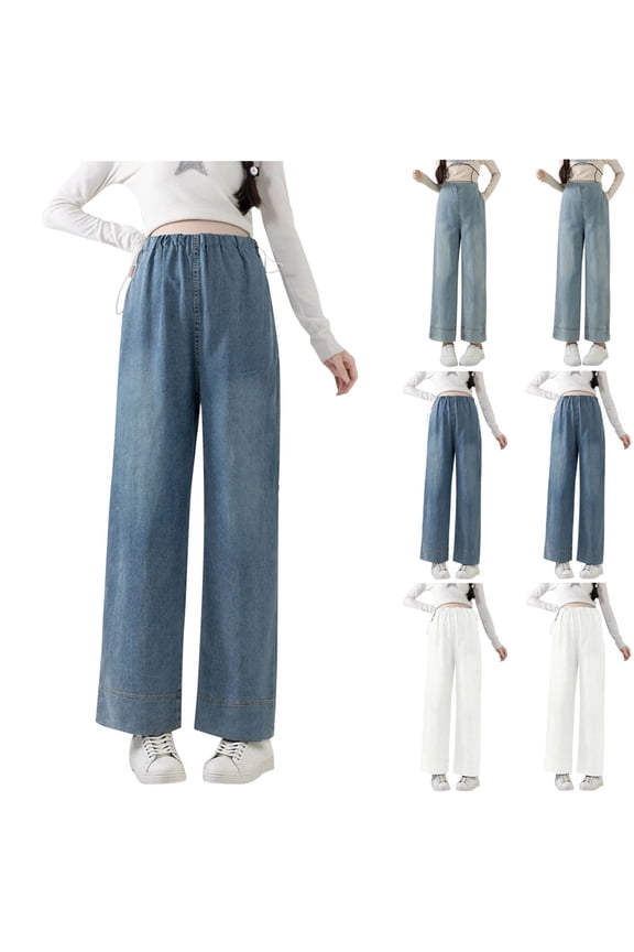 Women’s Maternity Jeans Solid Color Wide Leg Denim Comfortable Straight Leg Cropped Over The Belly Pants
