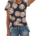 thumbnail image 1 of YHAJDS Women's Oversized T-shirts Baseball Print Short Sleeve Round Neck Loose Blouse, 1 of 5