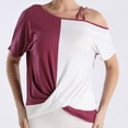 thumbnail image 1 of YHAJDS Women's Oversized T-shirts Off Shoulder Color Short Sleeve Plus Size Casual Top, 1 of 3