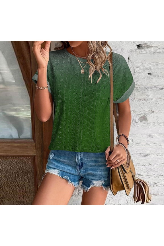 Women's Oversized T-shirts Round Neck Printed Curved Hem Short Sleeve Blouse