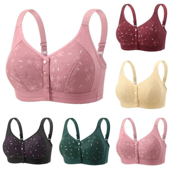 YHAJDS Women's Plus Size Bra,Bras for Women Wireless Bra Everyday Bras Womens Cup Embroidery Front Closure Thin Breathable Comfortable No Underwire Bra