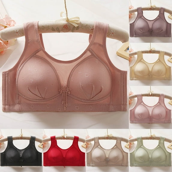 YHAJDS Women's Plus Size Bra,Bras For Women,Wireless Bra,Ladies Letter Embossed Back Closure Lightweight Breathable Comfortable No Underwire Everyday Bra For Women