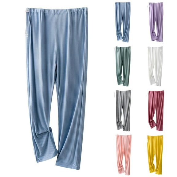 YHAJDS Women’s Plus Size Maternity Pants Adjustable Waist Straight Leg Relaxed Full Length Pregnancy Trousers