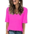 thumbnail image 1 of YHAJDS Women's Plus Size Tops Print V Neck Quarter Sleeve Loose Blouse Casual Spring, 1 of 5