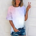 thumbnail image 1 of YHAJDS Women's Plus Size Tops Short Sleeve Print Round Neck Loose Casual Tee, 1 of 5