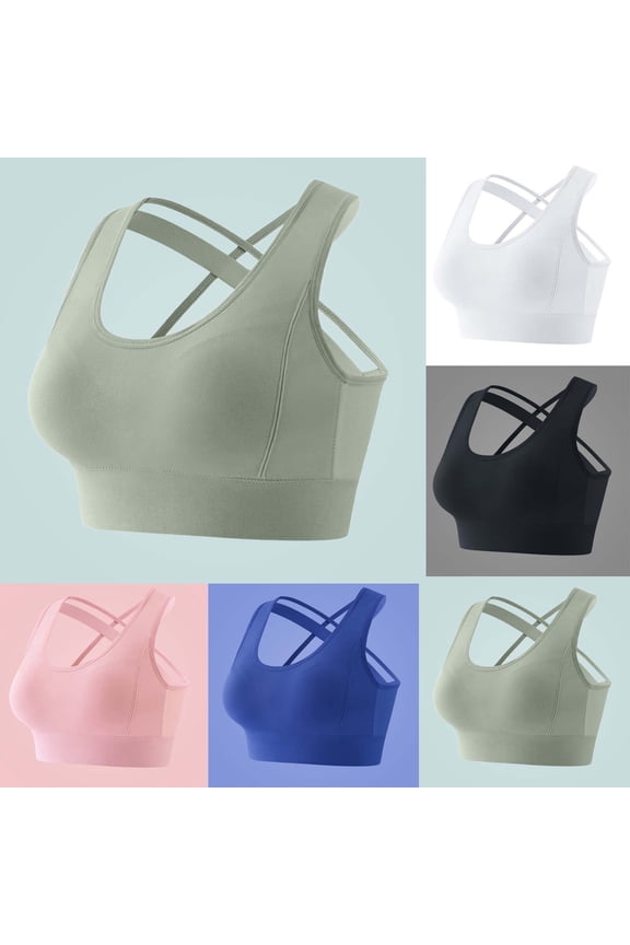 Women's Plus Size Yoga Bra Racerback Solid Color Sleep Shock Proof Top