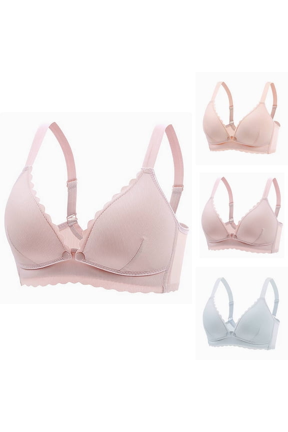 Women's Seamless Comfortable Daily Bra， Bras For Women Wireless Bra Plus Size Front Closure Fixed Cup Supportive Back Smoothing Comfortable