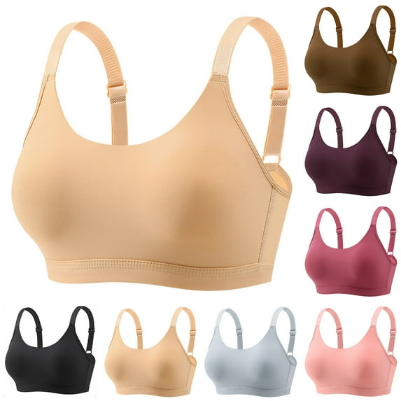 YHAJDS Women's Seamless Comfortable Daily Bra， Wireless Bra for Women Solid Color Lightweight Support Breathable Comfortable Adjustable Everyday Underwear