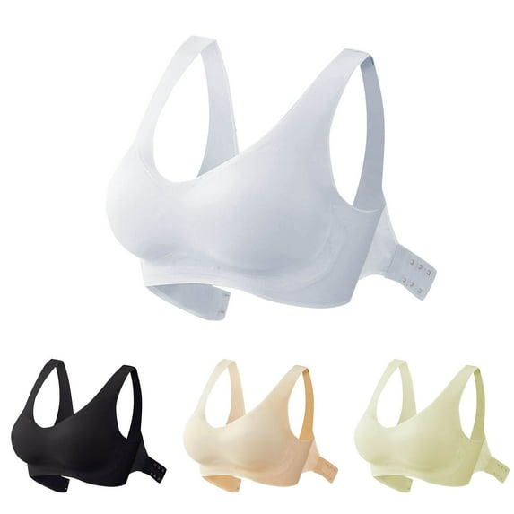 YHAJDS Women's Seamless Comfortable Daily Bra， Women's Bra for Everyday Wear Solid Color Wide Shoulder Straps Back Closure Breathable Soft Support A B Cup