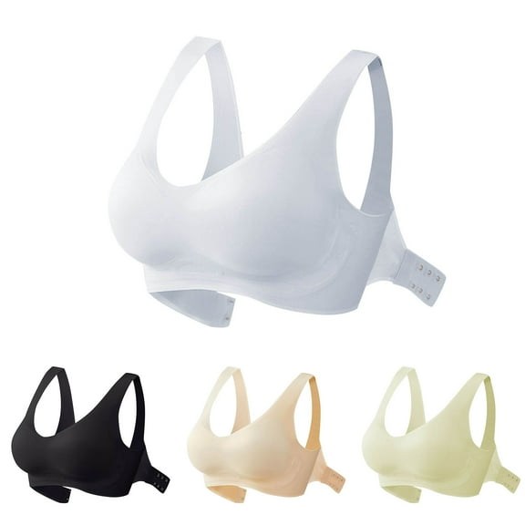 YHAJDS Women's Seamless Comfortable Daily Bra， Women's Front Closure Bra for Everyday Wear Breathable Soft Support Lightly Padded B C Cup Plus Size