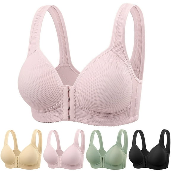 YHAJDS Women's Seamless Comfortable Daily Bra, Women's Bras Everyday Bras Wireless Bra Front Closure with Wide Straps Lightly Padded Cups for Gentle Lift and Support