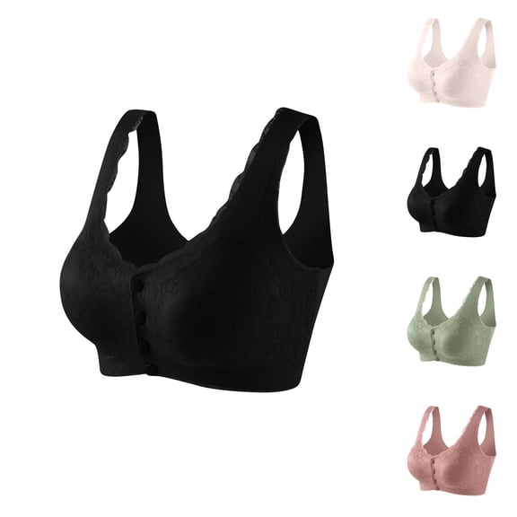 YHAJDS Women's Seamless Comfortable Daily Bra, Women's Bras Front Closure Wireless Plus Size Tank Style Lightly Padded With Side Support