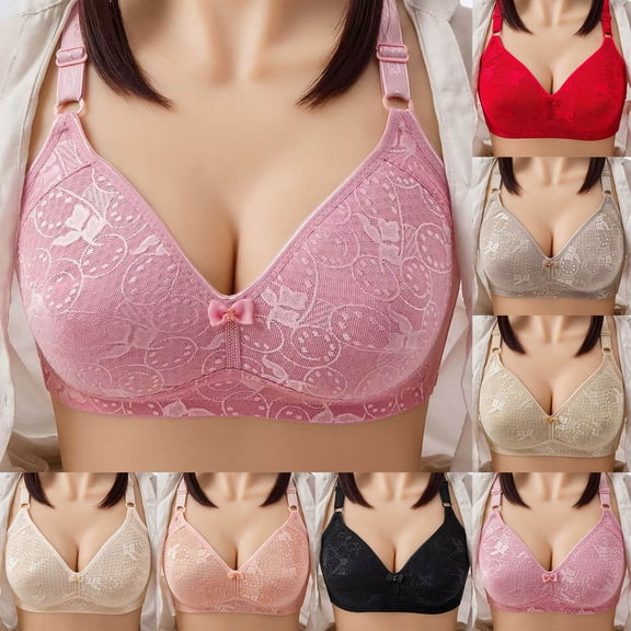 YHAJDS Women's Seamless Comfortable Daily Bra， Women's Bras Wireless Bra for Women Floral Embroidery Lightly Padded Breathable T-shirt Bra