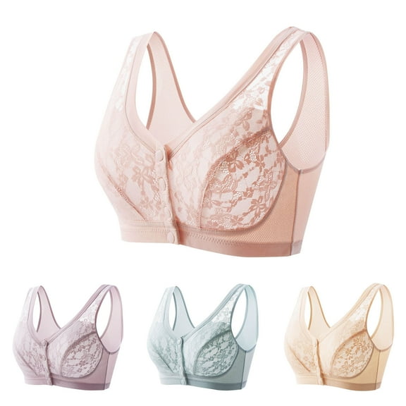 YHAJDS Women's Seamless Comfortable Daily Bra， Women's Front Closure Bra for Everyday Wear Breathable Soft Support Lightly Padded B C Cup Plus Size