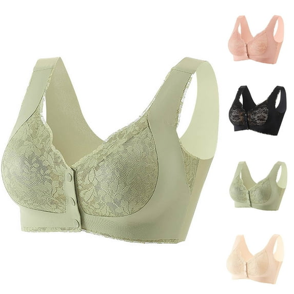 YHAJDS Women's Seamless Comfortable Daily Bra, Women's Tank Top Bra Solid Color Front Closure Soft Fabric Plus Size Comfortable Breathable Side Support