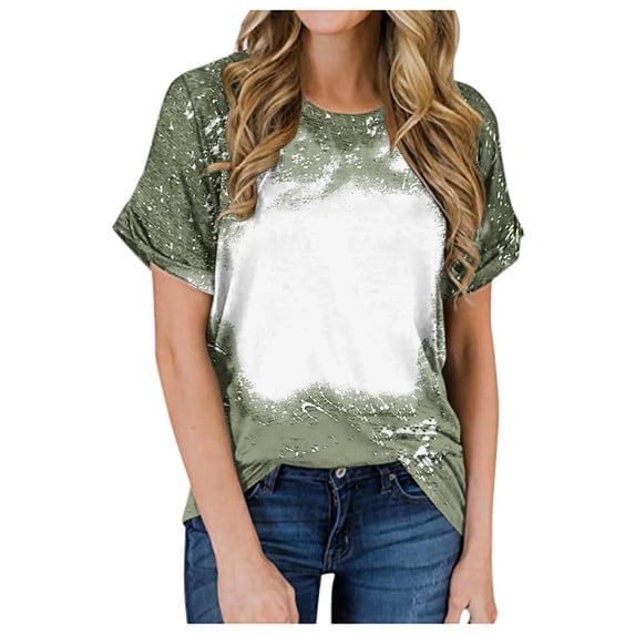 YHAJDS Women's Short Sleeve Tops Round Neck Short Sleeve Loose Casual Tee