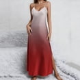 thumbnail image 1 of YHAJDS Women's Spaghetti Strap Dress Print V Neck Slit Summer Loungewear Sleep Dress, 1 of 5