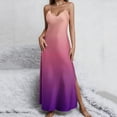 thumbnail image 1 of YHAJDS Women's Spaghetti Strap Dress Print V Neck Slit Summer Loungewear Sleep Dress, 1 of 5