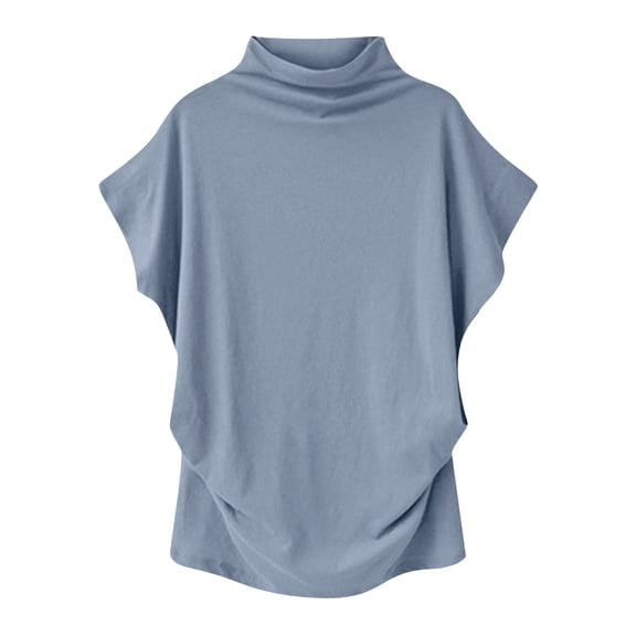 YHAJDS Women's Summer Tops Basic T-shirts Short Sleeve Round Neck Solid Color Everyday Casual Tee