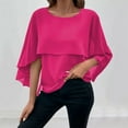 thumbnail image 1 of YHAJDS Women's Summer Tops Cape Sleeve Round Neck Solid Color Blouse, 1 of 5